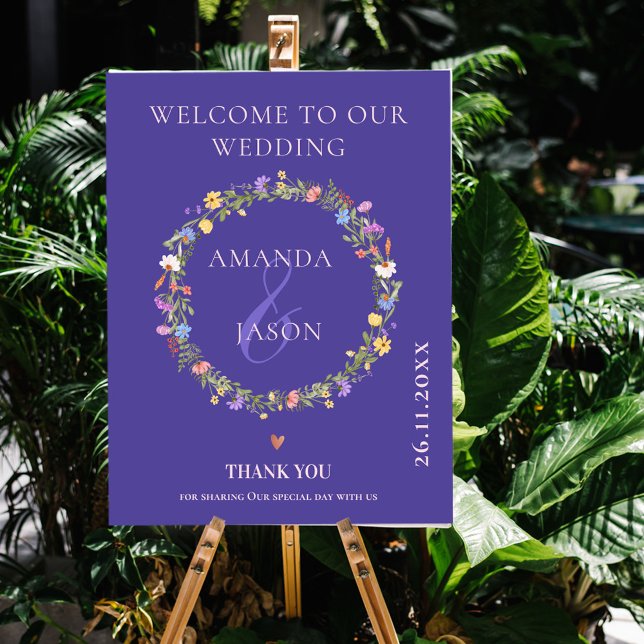 Wildbloms Blommigt Välkommen till Bröllop Poster (Skapare uppladdad)