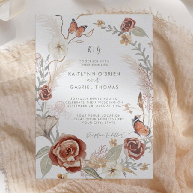 Wildbloms Blommigt WandeButterfly Sage Greenery Inbjudningar (Skapare uppladdad)