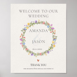 Wildbloms Blommigt Wandeo Välkommen till Bröllop Poster