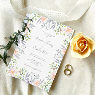Wildbloms blommigt Watercolor Bröllop Inbjudningar