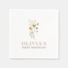 Wildbloms Elegant boho-trädgård Första födelsedag Pappersservett