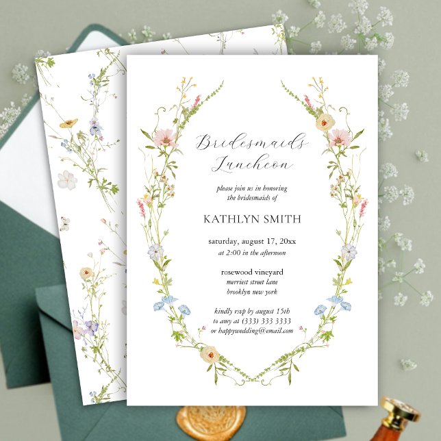 Wildbloms Elegant Modern Bridesmaids Luncheon Inbjudningar (Skapare uppladdad)