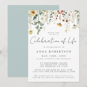 Wildbloms Firande av Life Funeral Inbjudningar