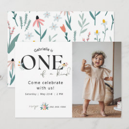 Wildbloms första födelsedag Fotoinbjudan Inbjudningar