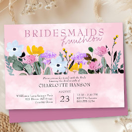 Wildbloms Gräsmatta Söt Rosa Bridesmaids Luncheon Inbjudningar