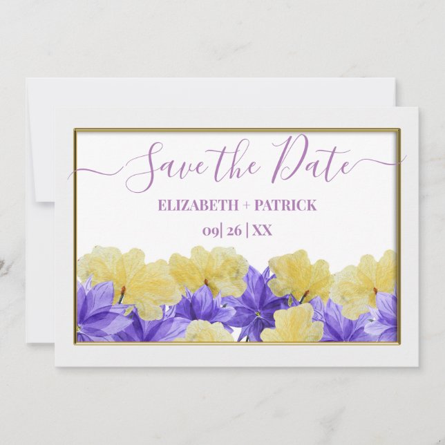 Wildbloms lila rhapsody spara datumet inbjudningar (Framsida)