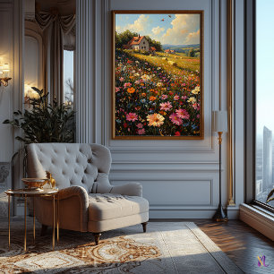 Wildbloms Meadow and Cottage Impressionist Stil Poster