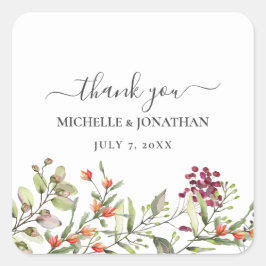 Wildbloms Meadow Bröllop Tack Favors Fyrkantigt Klistermärke