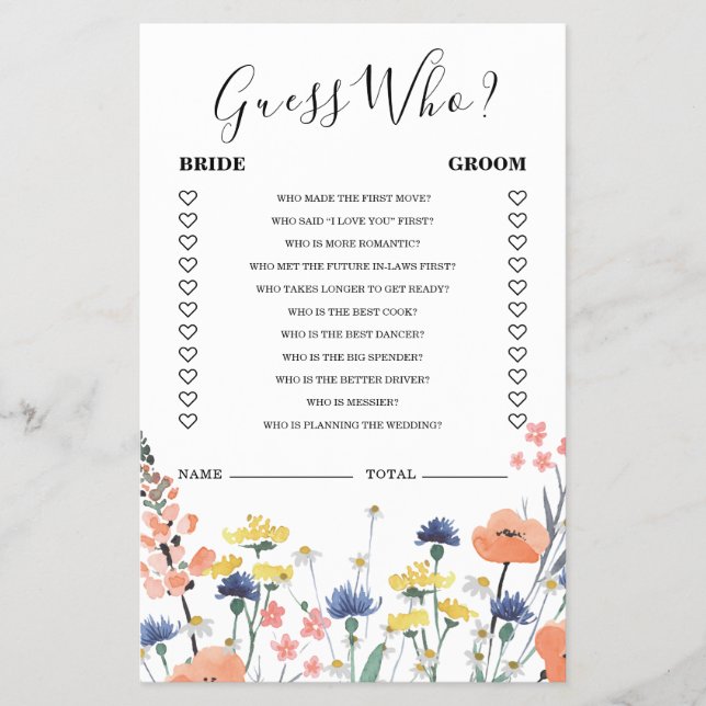 Wildbloms möhippa gissar vem som spelar flygblad (Framsidan)