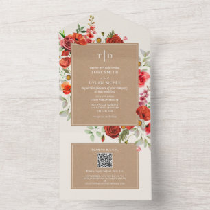 Wildbloms Red Blommigt Cardstock Bröllop OSA All I