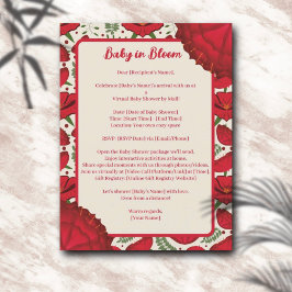 Wildbloms Red Poppy Baby Shower efter Avstånd Vykort