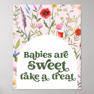 Wildbloms Rosa Baby Shower Ta ett Trettontecken Poster