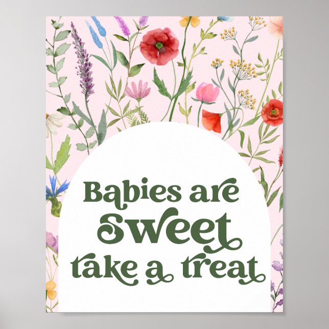 Wildbloms Rosa Baby Shower Ta ett Trettontecken Poster (Framsidan)