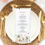 Wildbloms Rosa Blommigt Bröllop Möhippa Meny<br><div class="desc">Den här vackra menyn är perfekt för nästa händelse! Redigera enkelt menyalternativen och visning den vackra designen på varje plåt! Se hela Wildblomsamlingen för mer matchande artiklar!</div>