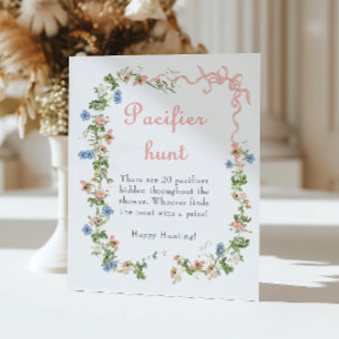 Wildbloms Rosa Bow Baby Shower Nappar Hunt Poster