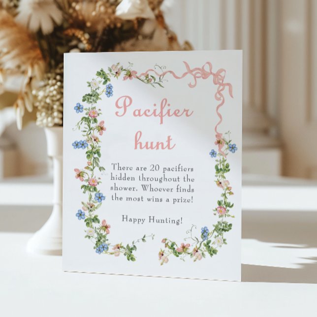 Wildbloms Rosa Bow Baby Shower Nappar Hunt Poster (Skapare uppladdad)