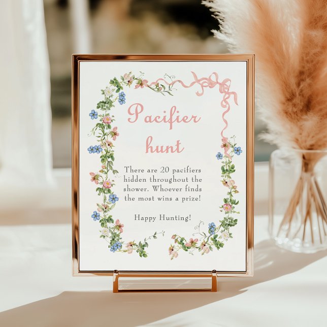 Wildbloms Rosa Bow Baby Shower Nappar Hunt Poster (Skapare uppladdad)
