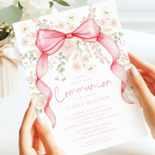 Wildbloms Rosa Bow-inbjudan Inbjudningar