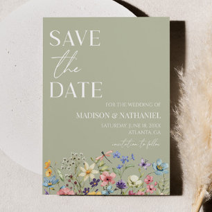 Wildbloms Vild Flower Blommigt Garden Wedding Spara Datumet