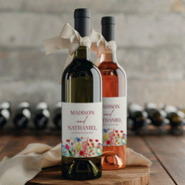 Wildbloms Vild Flower Blommigt Garden Wedding Vinflaska Etikett