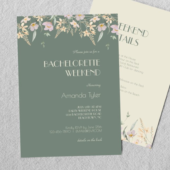 Wildblomsage Deco Bachelorette Helg Inbjudningar (Skapare uppladdad)