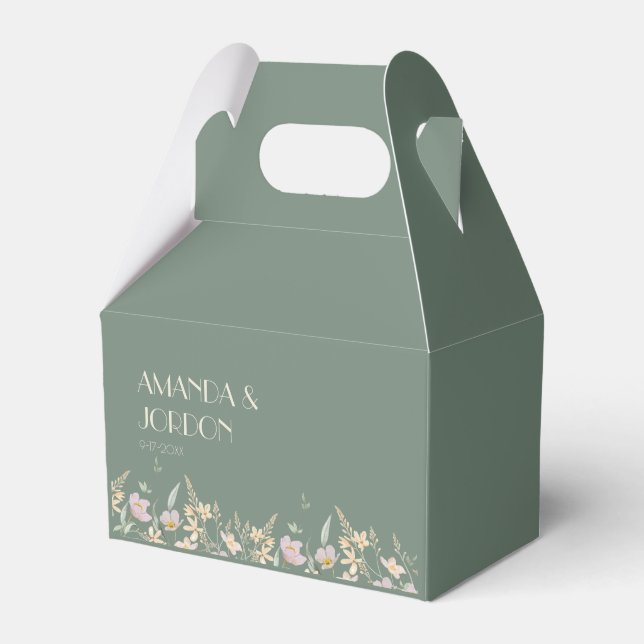 Wildblomsage Deco Bröllop Gable Favor Box Presentaskar (Framsidan Sidan)