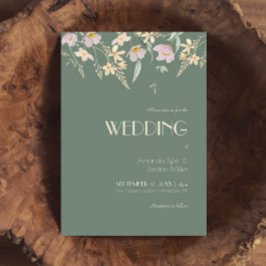 Wildblomsage Deco Bröllop Inbjudningar