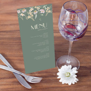 Wildblomsage Deco Bröllop Menu Meny