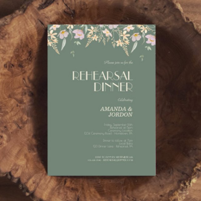 Wildblomsage Deco Bröllop Rehearsal Middag Inbjudningar (Skapare uppladdad)