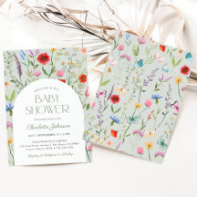 Wildblomsage Grönt Kön Neutral Baby Shower
