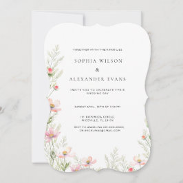 Wildblomsbröllopsinbjudan i en mjuk romantik, inbjudningar