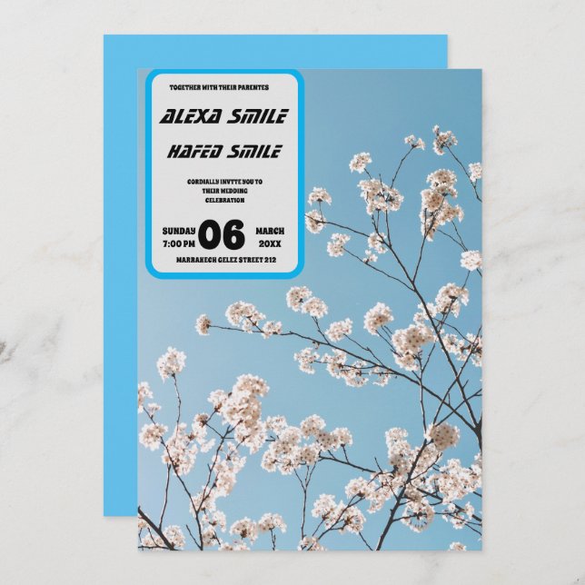 Wildblomsbröllopsinbjudan, Söt Wed Inbjudningar (Fram/baksida)