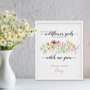 Wildblomsfrön Se mig Grow Baby Shower Favors favor Poster