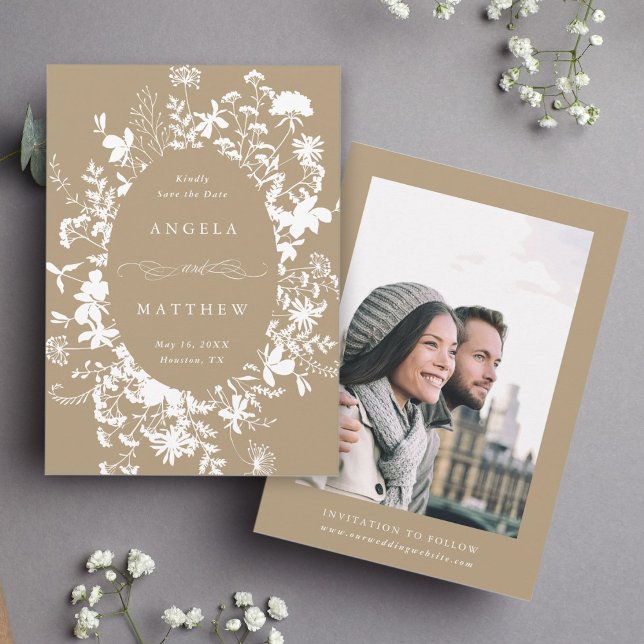 WildblomSilhouette Bröllop Tan Photo Spara Datumet (Skapare uppladdad)