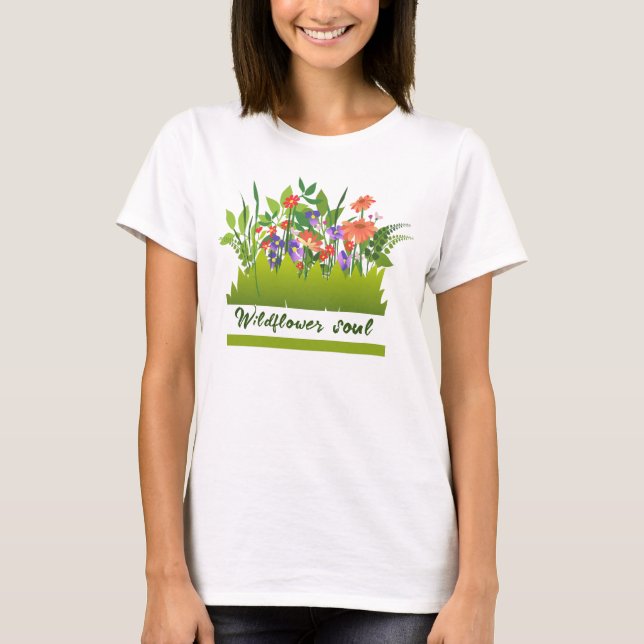 Wildblomsjäl- vibrerande vackra blommor T-Shirt (Framsida)