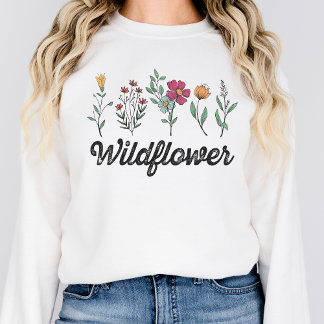 Wildblomskjorta för kvinnor, Blommigt Skriv ut T Shirt