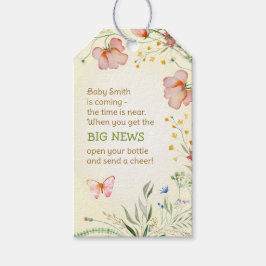 Wildblomskö Neutral Baby Shower Flaska Favor Presentetikett