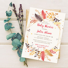 Wildblomskog Mushroom Foliage Baby Shower Inbjudningar