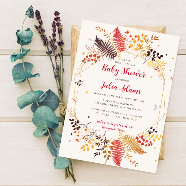 Wildblomskog Mushroom Foliage Baby Shower Inbjudningar (Skapare uppladdad)
