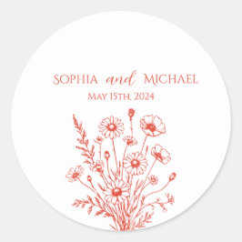 Wildblomskonlegance Wedding Stickers Runt Klistermärke