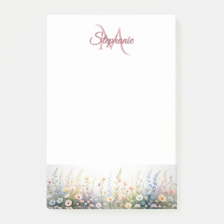 Wildblomskugga i Bloom Namn Monogram Post-it Block