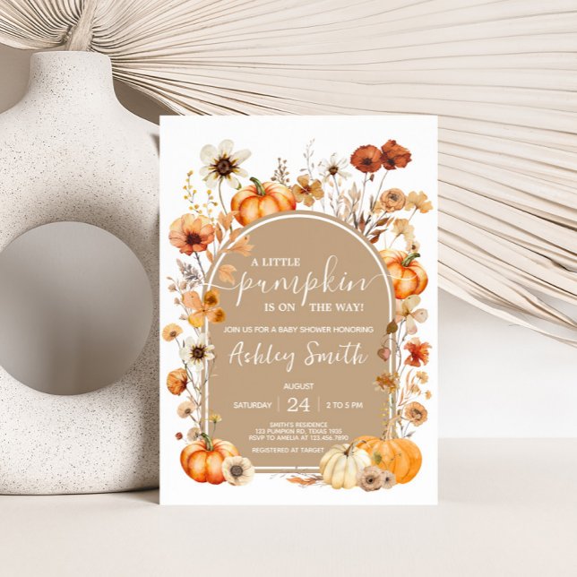 Wildblomskumpor Baby Shower Inbjudningar (Wildflower Pumpkin Baby Shower Invitation
)