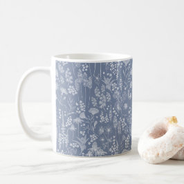 Wildblomskvit på blå kaffemugg