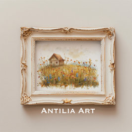Wildblomsmålning - Rustic Cottage Poster