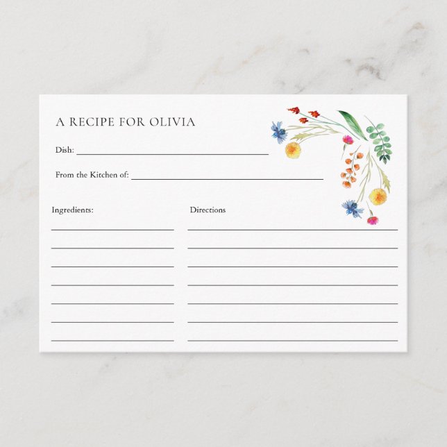 Wildblomsmeadow Kärlek i Bloom Recept Card Tilläggskort (Framsida)