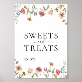 Wildblomssötare och Treats Bröllop-tecken Poster