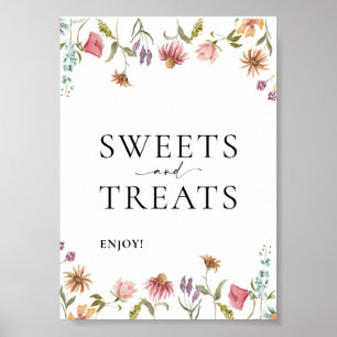 Wildblomssötare och Treats Bröllop-tecken Poster