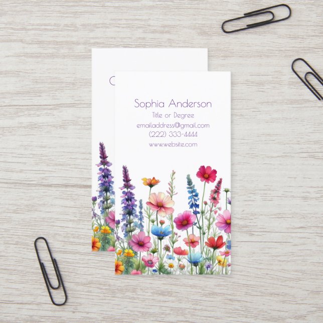 Wildblomssymfoni-Affärskort Visitkort (Fram/Back In Situ)