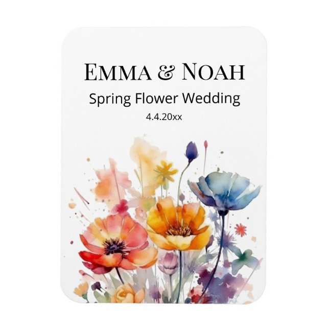 Wildblomssymfoni: Färgfull Vår Watercolor Magnet (Vertikal)