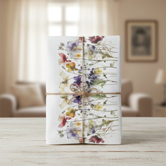Wildblomssymfoni: Vibrant Watercolor Art Kökshandduk (Skapare uppladdad)